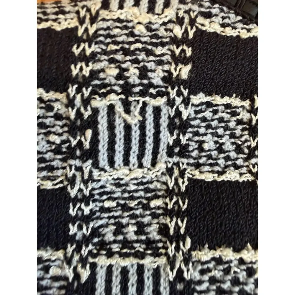 St. John Collection Sweater Womens 2 Black White Check Knit Full Zip Jacket